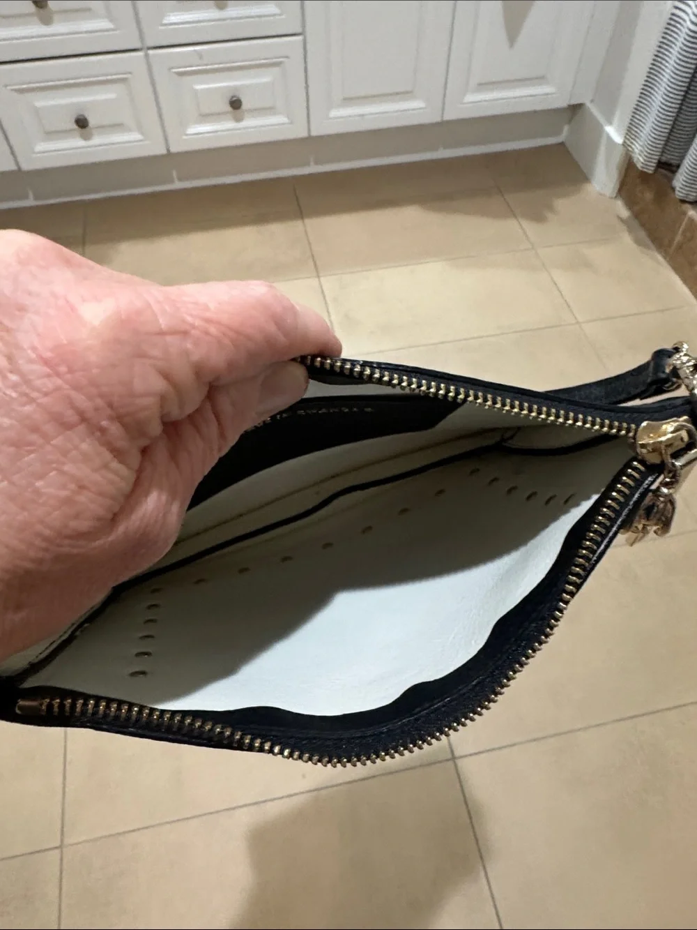 kate spade black leather studded shoulder pouch with gold hardware